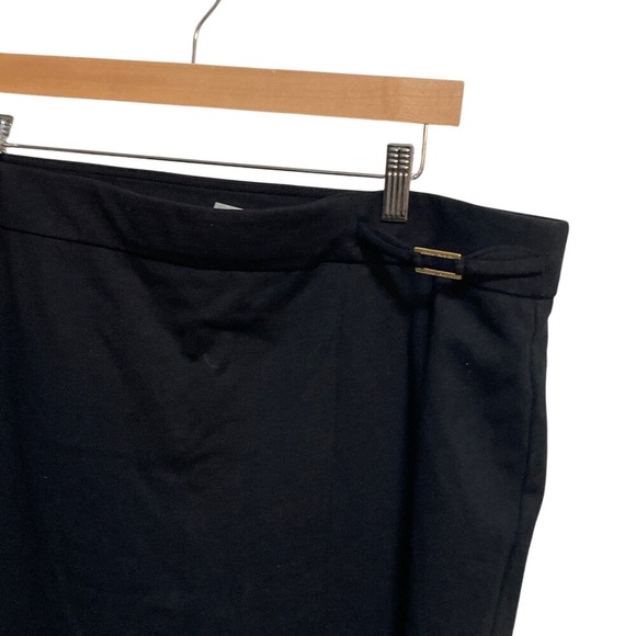 Anne Klein Black Pencil Skirt Gold Detail Slit Knee Length Plus Size XL - Picture 5 of 7